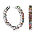 Multi-Tourmaline Inside Out Hoop Earrings in Platinum Over Sterling Silver 4.25 ctw - Sticky add to cart bar