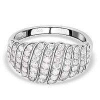 White Diamond 1.02 ctw Ring in Platinum Over Sterling Silver (Size 8.0)