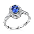 Certified & Appraised Iliana 18K White Gold AAA Ceylon Blue Sapphire and G-H SI Diamond Double Halo Ring 4.45 Grams 1.75 ctw (Del. in 10-12 Days) - Sticky add to cart bar