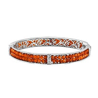 Hessonite Garnet Full Bangle 22.00 ctw Bracelet in Goldtone (7.50 In)