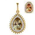 Certified & Appraised Luxoro 10K Yellow Gold AAA Turkizite and I3 Natural Yellow and White Diamond Double Halo Pendant 2.50 ctw - Sticky add to cart bar