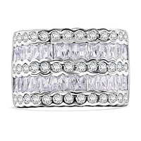 Simulated Diamond Ring in Rhodium Over Sterling Silver (Size 8.0) 5.70 ctw