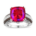 Volcanic Quartz (Triplet) and Multi Gemstone Ring in Platinum Over Sterling Silver (Size 10.0) 4.15 ctw - Sticky add to cart bar