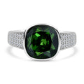 Simulated Green and White Diamond Ring in Rhodium Over Sterling Silver (Size 10.0) - Sticky add to cart bar