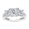 Moissanite (Sqr 7mm) Ring in Platinum Over Sterling Silver (Size 10.0) 3.90 ctw - Sticky add to cart bar