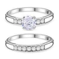 Simulated Diamond Ring in Rhodium Over Sterling Silver (Size 6.5) 3.06 ctw