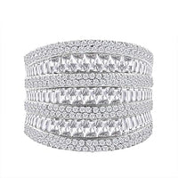 Simulated Diamond Ring in Rhodium Over Sterling Silver (Size 8.0) 6.20 ctw