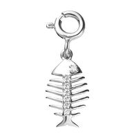 Moissanite Fish Charm in Platinum Over Sterling Silver 0.07 ctw