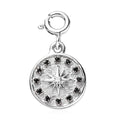 Moissanite and Thai Black Spinel Charm in Platinum Over Sterling Silver 0.10 ctw - Sticky add to cart bar