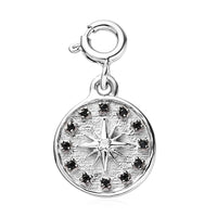 Moissanite and Thai Black Spinel Charm in Platinum Over Sterling Silver 0.10 ctw