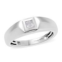 Moissanite Solitaire Ring in Platinum Over Sterling Silver (Size 6) 0.15 ctw