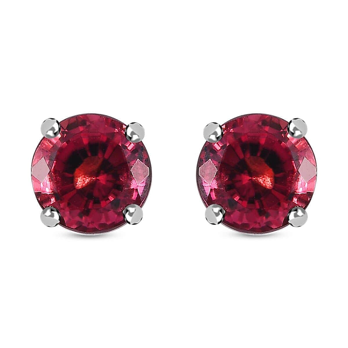 Rhapsody 950 Platinum AAAA Ouro Fino Rubellite Solitaire Stud Earrings 2.10 ctw
