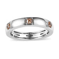 Simulated Champagne Diamond Band Ring in Platinum Over Sterling Silver (Size 6.0) 0.50 ctw - Sticky add to cart bar