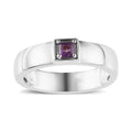 Bolivian Amethyst Solitaire Ring in Platinum Over Sterling Silver (Size 6) 0.15 ctw - Sticky add to cart bar