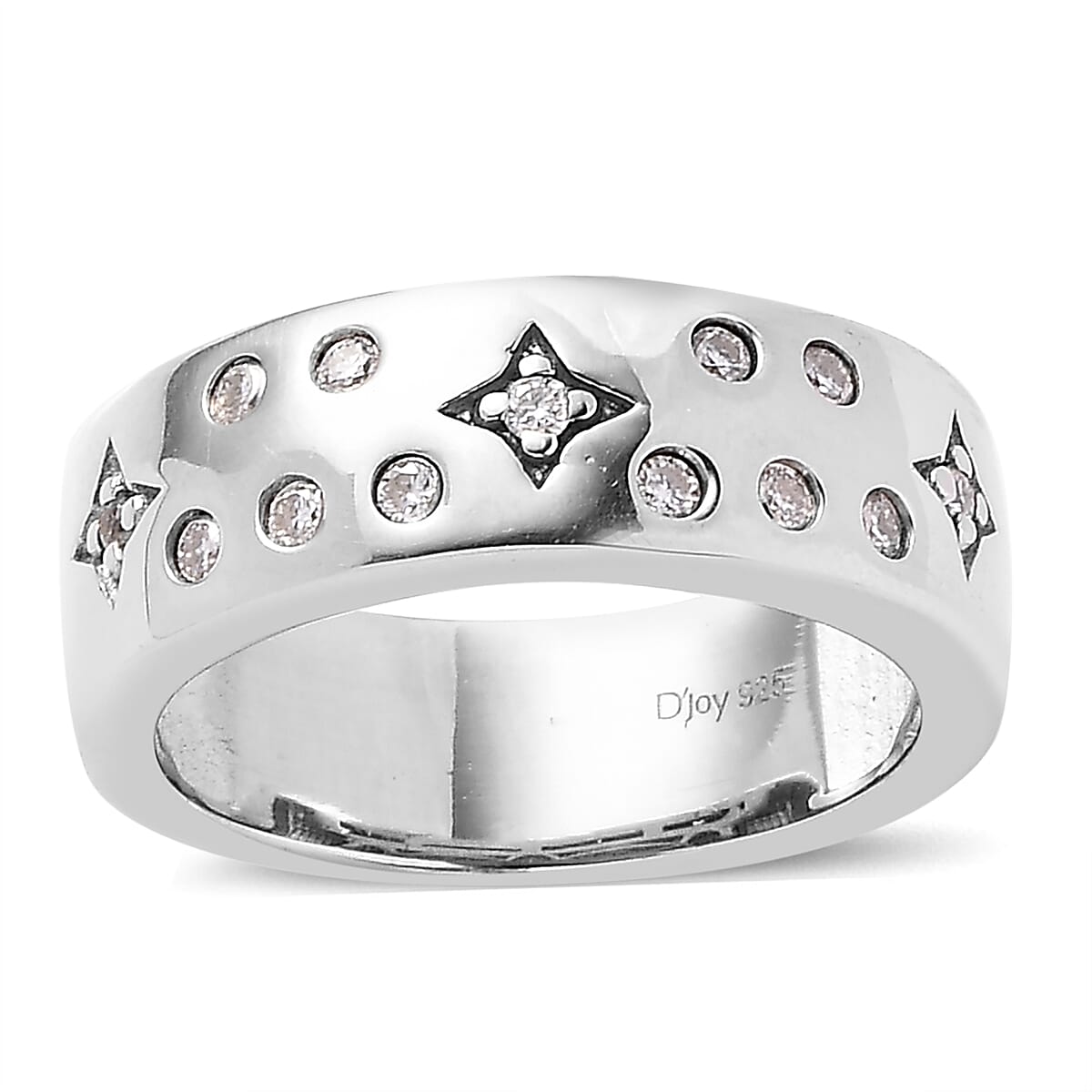 Moissanite Celestial Band Ring in Platinum Over Sterling Silver 0.25 ctw