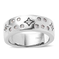 Moissanite Celestial Band Ring in Platinum Over Sterling Silver 0.25 ctw