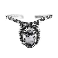 Artisan Crafted White Buffalo Cuff Bracelet in Sterling Silver (7.25 In) 21.10 ctw
