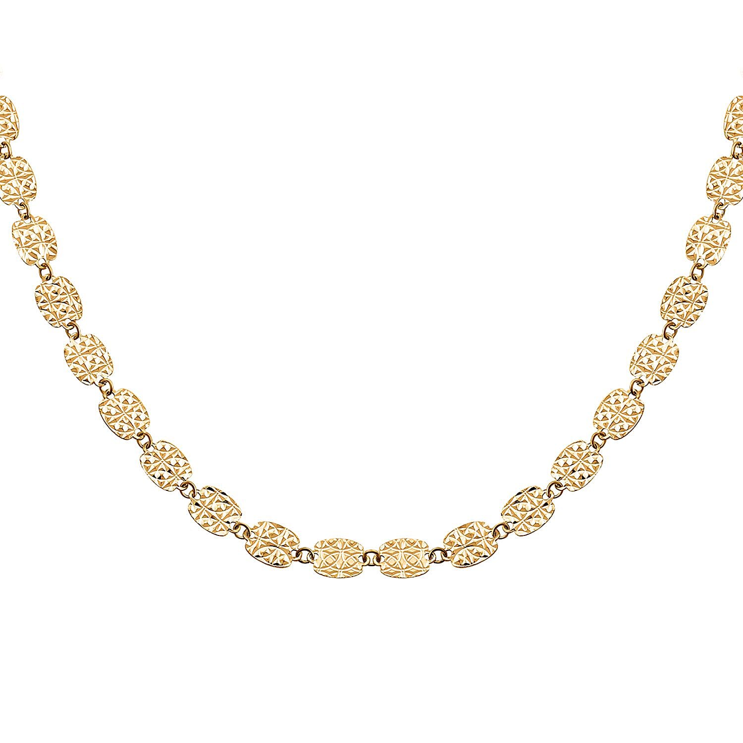 10K Yellow Gold Diamond-cut Oval Link Necklace 18 Inches 3.37 Grams