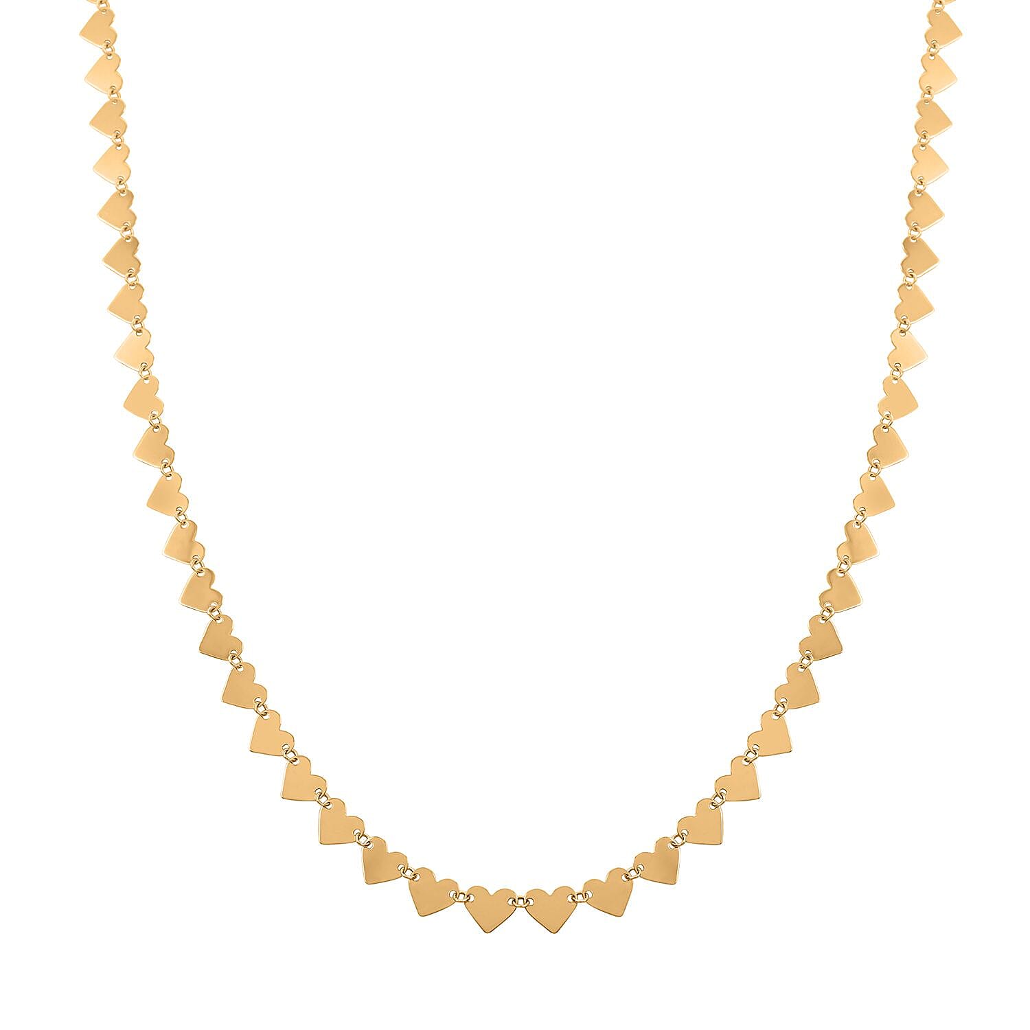 Italian 10K Yellow Gold Polished Heart Link Necklace 18 Inches 2.75 Grams