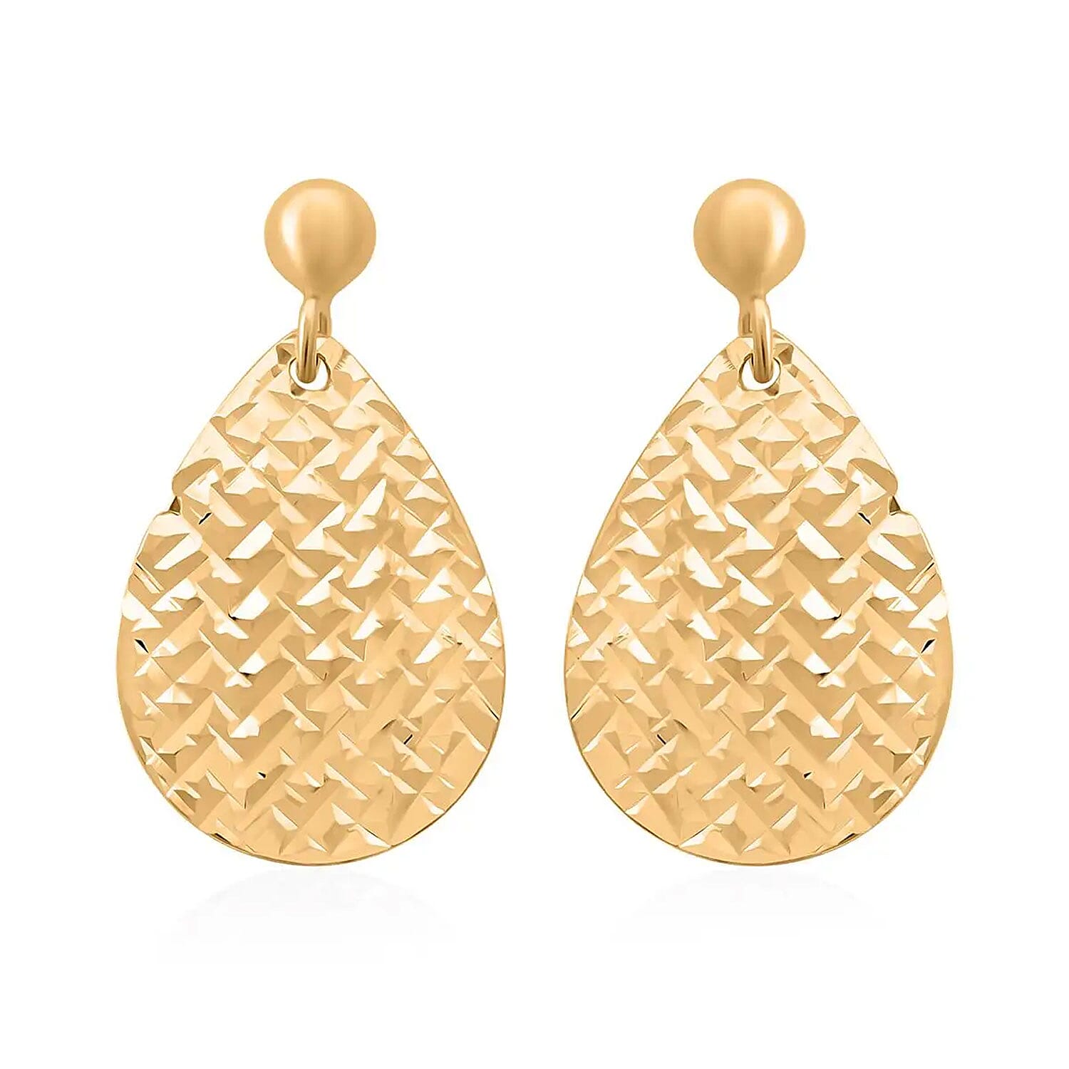 Italian 10K Yellow Gold Diamond-cut Drop Earrings (1.2 g)