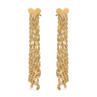 Italian 10K Yellow Gold Heart Mirror Tassels Earrings (1.35 g)
