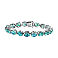 Peacock Triplet Quartz 26.10 ctw Cluster Bracelet in Rhodium Over Sterling Silver (7 In) (15.61 g)