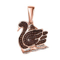 Natural Champagne Diamond Accent Swan Pendant without Chain in 14K Rose Gold Over Sterling Silver - Sticky add to cart bar