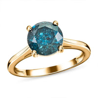 No Brand 10K Yellow Gold I3 Blue Diamond , White Diamond I3 Ring , Gold Wt. 2.35 g 2.24 ctw