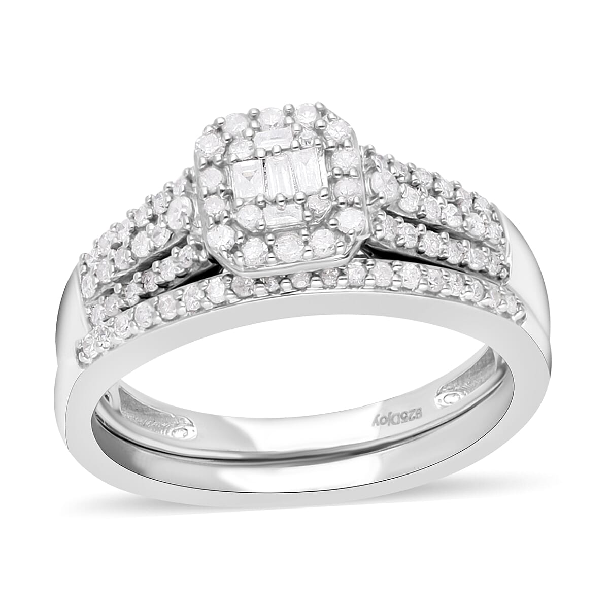 Diamond Stackable Ring in Platinum Over Sterling Silver (Size 10.0) 0.50 ctw