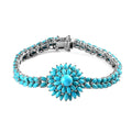 14 Oct TLV Sleeping Beauty Turquoise Floral Bracelet in Platinum Over Sterling Silver (7.25 In) 17.60 ctw - Sticky add to cart bar