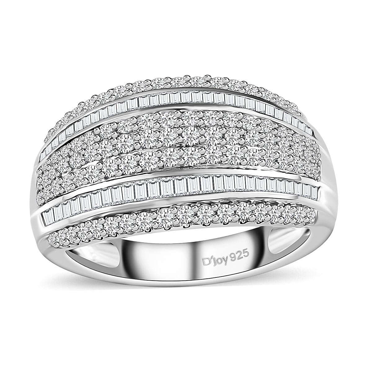 Diamond Ring in Rhodium Over Sterling Silver (Size 7.0) 1.00 ctw