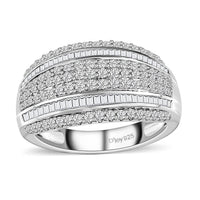 Diamond Ring in Rhodium Over Sterling Silver (Size 7.0) 1.00 ctw