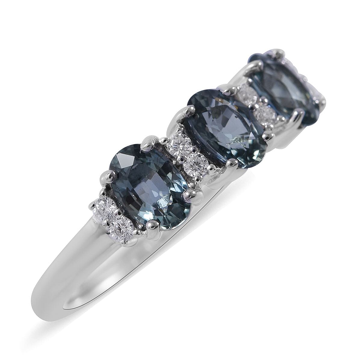 Doorbuster Premium Australian Sapphire and Moissanite Ring in Platinum Over Sterling Silver (Size 10.0) 1.90 ctw