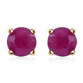 Luxoro 10K Yellow Gold Premium Mozambique Ruby Solitaire Stud Earrings 2.50 ctw - Sticky add to cart bar