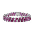 Doorbuster Niassa Ruby (FF), White Zircon Bracelet in Platinum Over Sterling Silver (6.50 In) 32.90 ctw - Sticky add to cart bar