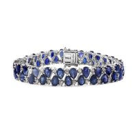 Doorbuster Niassa Ruby (FF), White Zircon Bracelet in Platinum Over Sterling Silver (6.50 In) 32.90 ctw