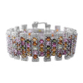 Doorbuster Multi-Tourmaline Bracelet in Platinum Over Sterling Silver (6.50 In) 30.40 ctw - Sticky add to cart bar