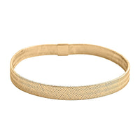 Italian 10K Yellow Gold Adjustable Flat Mesh Bangle Bracelet 1.42 Grams