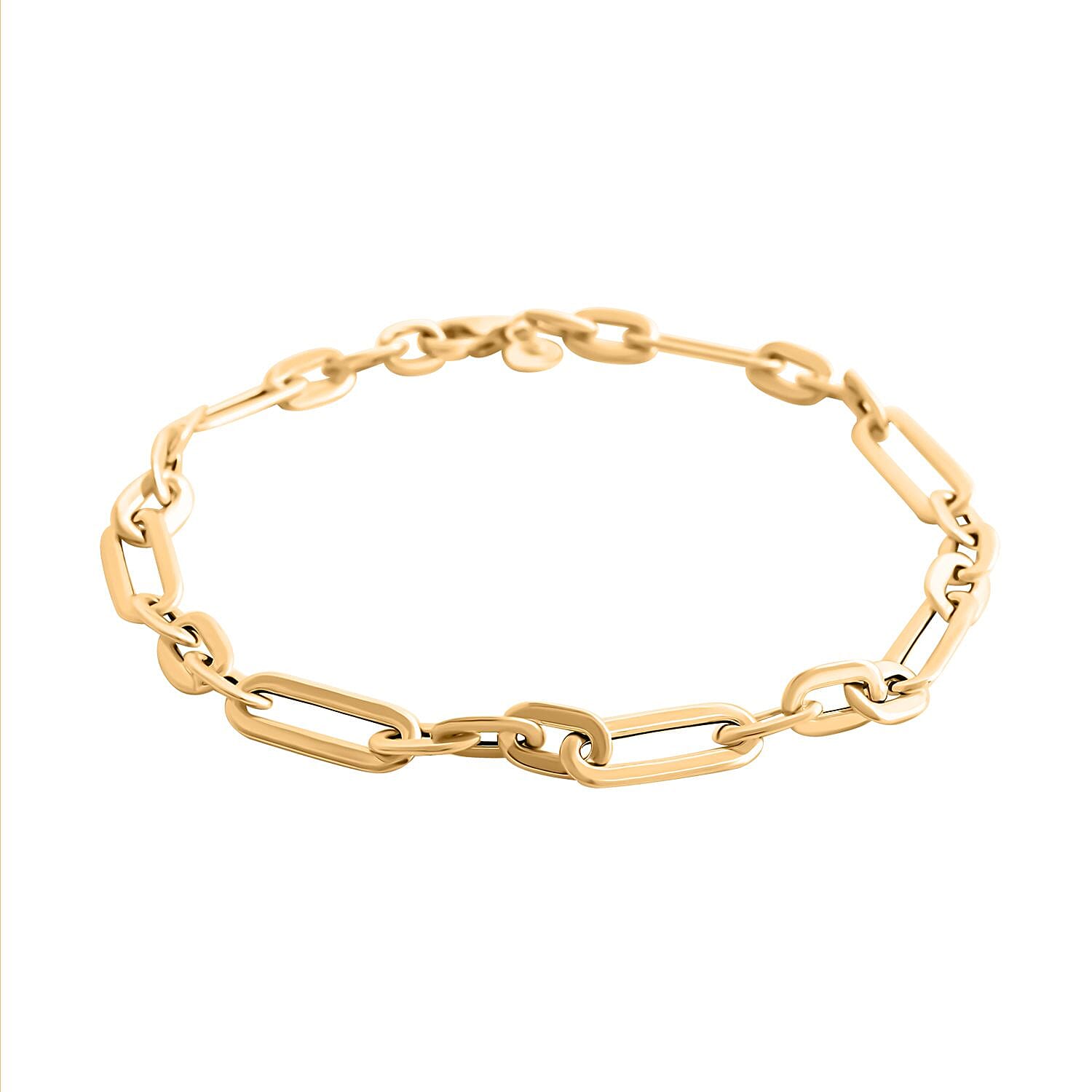 Italian 10K Yellow Gold Alternata Paperclip Bracelet (7.50 In) 1.77 Grams