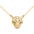 Italian 10K Yellow Gold, Enameled Panther Face Necklace 18 Inches 1.95 Grams - Sticky add to cart bar