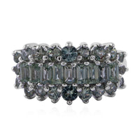 Doorbuster Green Sapphire Ring in Platinum Over Sterling Silver (Size 10.0) 2.50 ctw