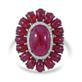 African Ruby and White Zircon Halo Ring in Platinum Over Sterling Silver 23.40 ctw - Sticky add to cart bar