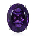 AAA Lusaka Amethyst Solitaire Ring in Platinum Over Sterling Silver (Size 10.0) 50.00 ctw - Sticky add to cart bar