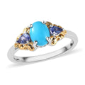 Sleeping Beauty Turquoise and Tanzanite Ring in Vermeil YG and Platinum Over Sterling Silver (Size 10.0) 1.35 ctw - Sticky add to cart bar