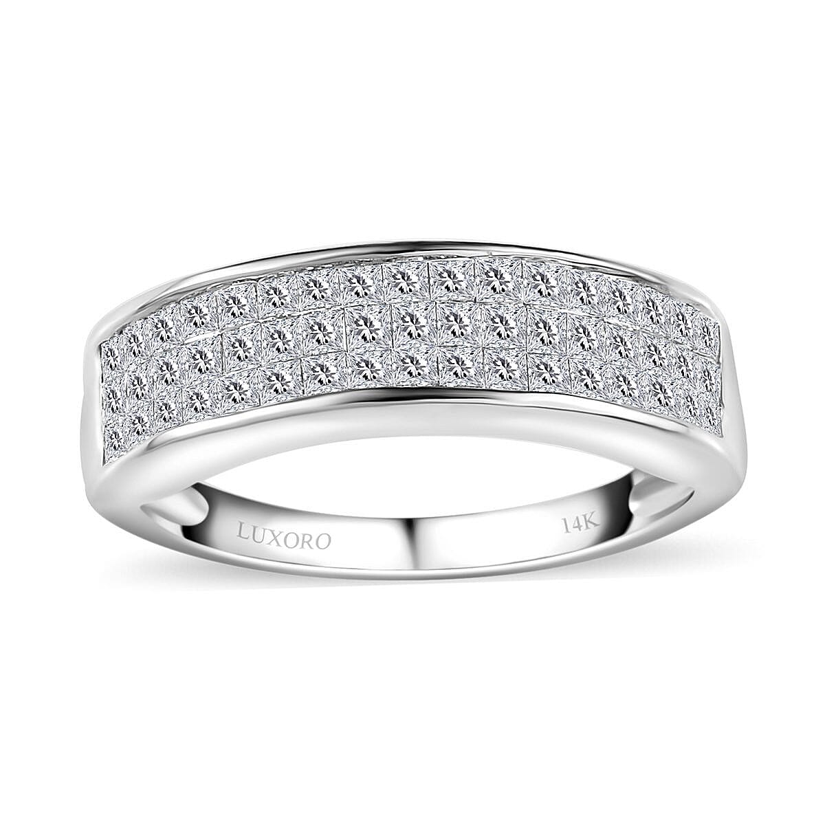 Luxoro 14K White Gold Diamond (G-H, I1-I2) Ring (Size 7.0) 1.00 ctw