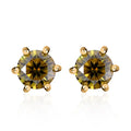 Olive Green Moissanite Solitaire Stud Earrings in Vermeil YG Over Sterling Silver 1.90 ctw - Sticky add to cart bar