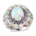 TLV Premium Ethiopian Welo Opal, Tanzanite Cocktail Ring in Platinum Over Sterling Silver (Size 10.0) 6.50 ctw - Sticky add to cart bar