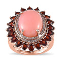 Premium Peruvian Pink Opal and Multi Gemstone Cocktail Ring in Vermeil Rose Gold Over Sterling Silver (Size 10.0) - Sticky add to cart bar