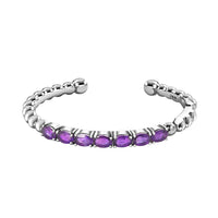 African Amethyst Cuff Bracelet in Stainless Steel (6.50 In) 5.35 ctw