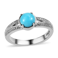 Sleeping Beauty Turquoise Solitaire Ring in Stainless Steel (Size 10.0) 0.85 ctw